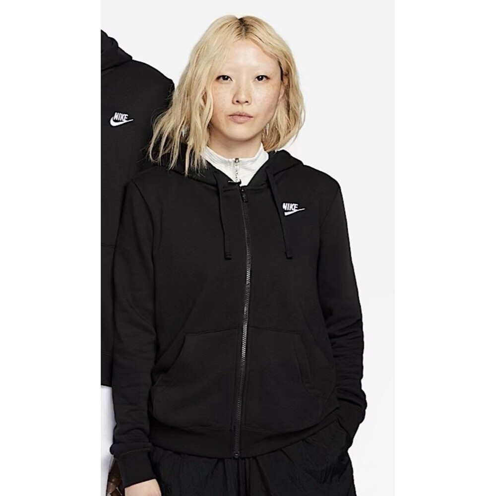 *NEW* Women NIKE Sportswear Club Fleece Full-Zip hoodie Black DQ5471 010 NWT L